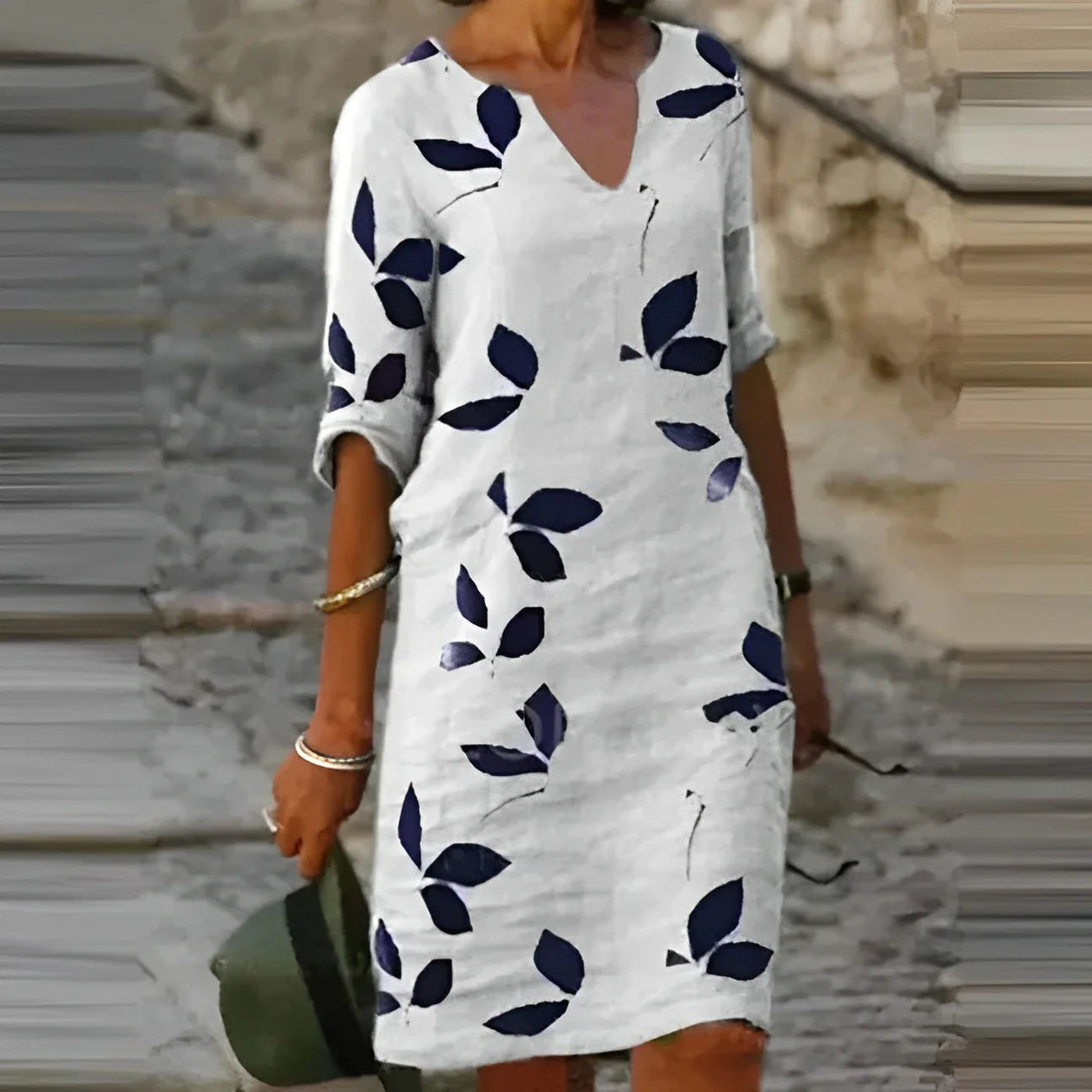 Emma – Midi Jurk Met Bladerprint Voor Dames